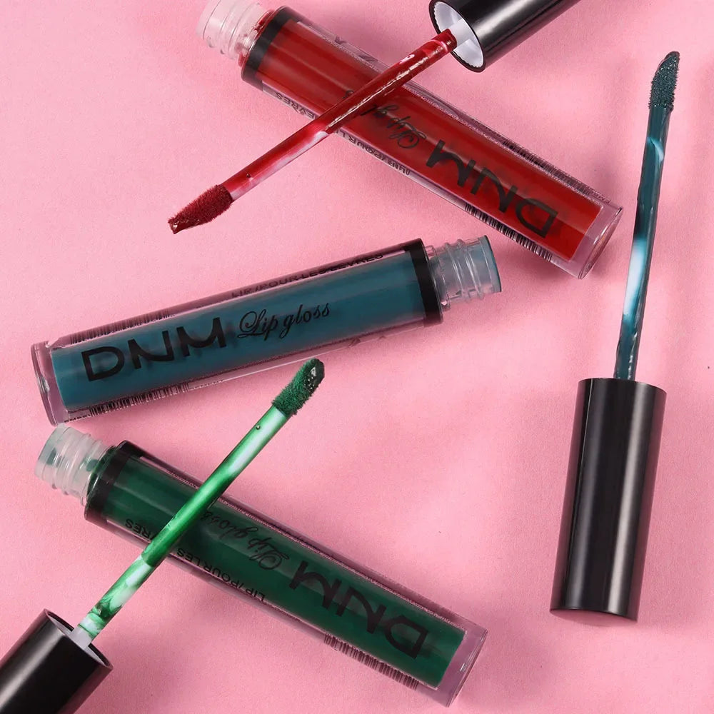 DNM 3PCS Liquid Lipstick Sets Waterproof Matte Black Blue Purple Blue Sexy Lip Gloss Long Lasting Nude Lip Tint Stain Makeup Kit