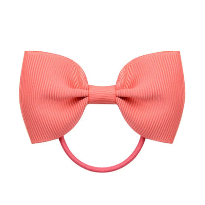 2.75 Inch Small Ribbon Bows With Elastic Hair Bands For Kids Girls Ponytail Solid Color Bowknot Hair Ropes Ties Hair Accessories