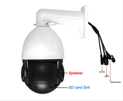 Metal Full Color Laser Infrared Auto Tracking Cruise 8MP 4K 30fps 90X Optical Zoom 360° Audio Onvif POE Speed Dome PTZ IP Camera