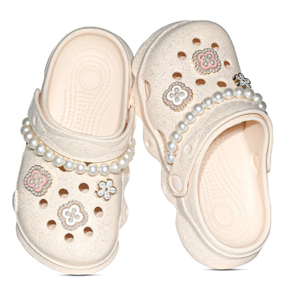 Kids' Glitter Clog, Lightweight EVA Garden Shoes, Waterproof Non-Slip Sandals, Comfortable Slip-On Shoes for Indoor Outdoor 1214