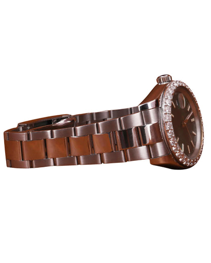 Full Stainless Steel Watch White Diamond for Professional Wear Quartz Green Dial Watches For Women's from Indian Supplier
