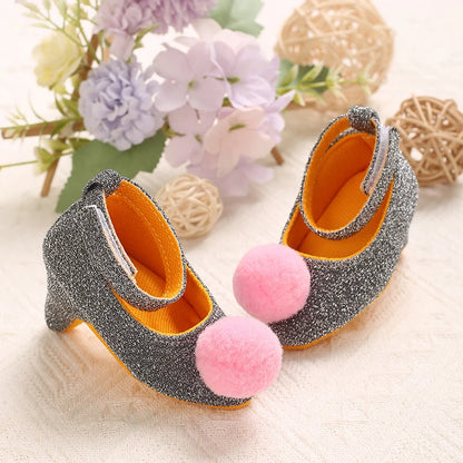 2026 New Infant Newborn Baby Girl High Heels Shoes Princess Bow First Birthday Party Shoes Photo Props Shoes 0-12M