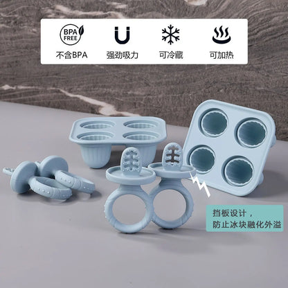 Baby Fruit and Vegetable Mold Silicone Hand Ring Popsicle Mold Baby Teething Teether Ice Cream Mold Baby Food Storage Container