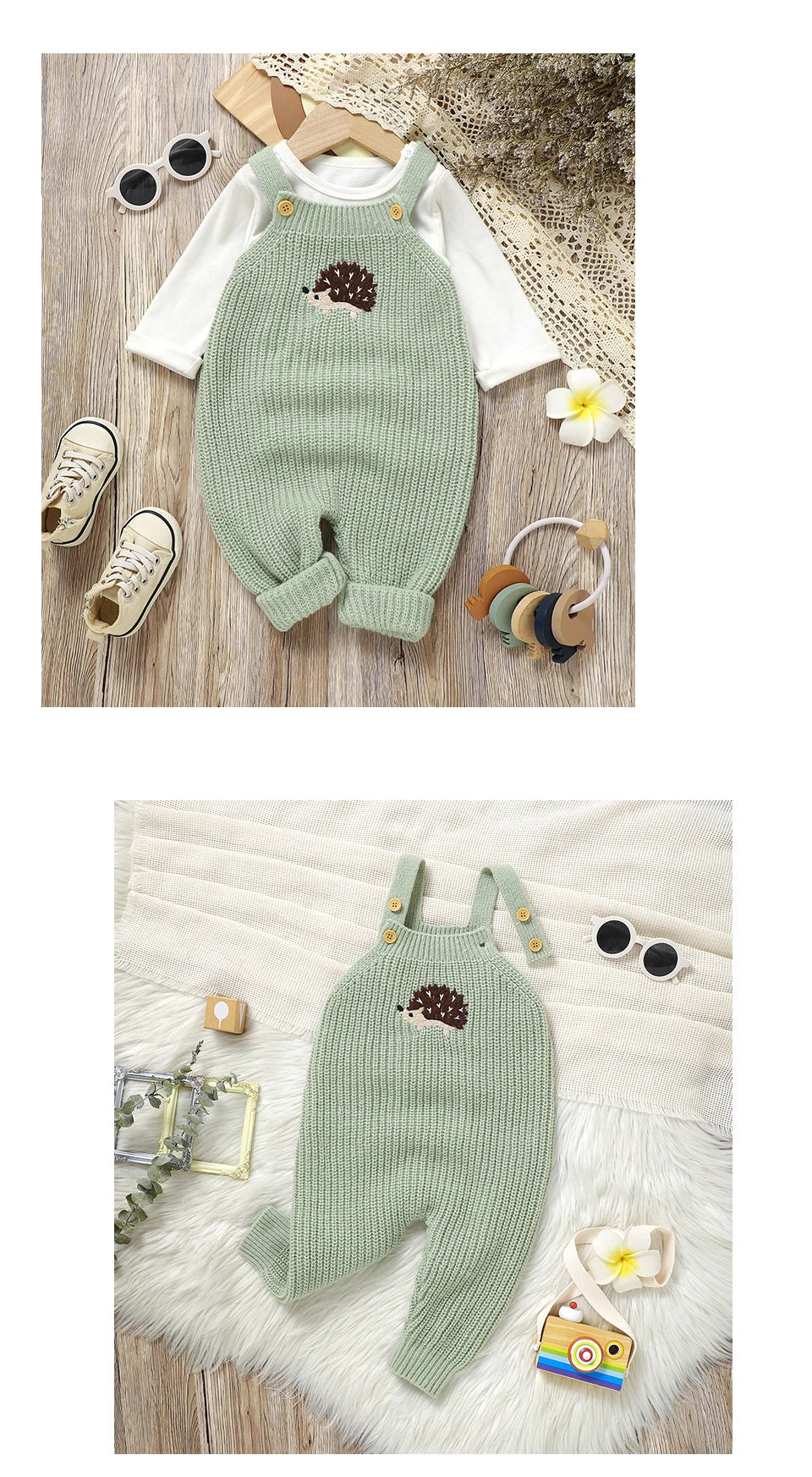 Baby Girls Boys Rompers Cute Hedgehog Knitted Newborn Sleeveless Sunsuits Jumpsuits 0-18m Infant Unisex Overalls Toddler Costume