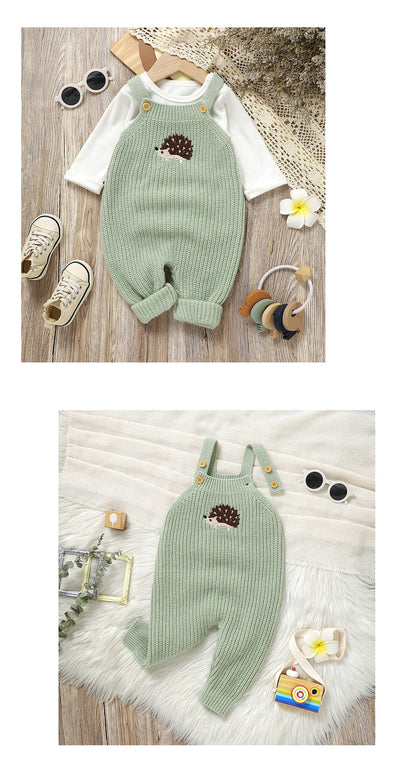 Baby Girls Boys Rompers Cute Hedgehog Knitted Newborn Sleeveless Sunsuits Jumpsuits 0-18m Infant Unisex Overalls Toddler Costume