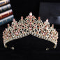 Trendy Baroque Sky Blue Rhinestone Crystal Queen Crown Wedding Tiara Women Beauty Pageant Diadem Bridal Hair Accessories Jewelry
