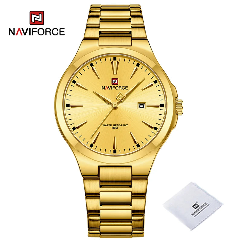 NAVIFORCE Trend Watch for Men Casual Date Display Waterproof Quartz Military Stainless Steel Strap Man Watches Relogio Masculino