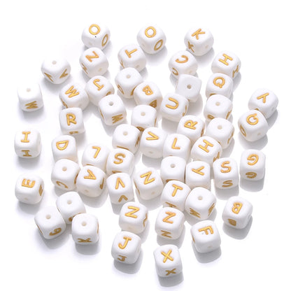10Pcs 12mm Silicone Letters Beads English Alphabet Baby Teether For Personalized Name Pacifier Chain Clip Toys Accessories