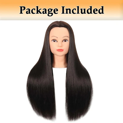 Realistic Mannequin Head With Synthetic Hair Versatile Beauty Training Aid For Hairstylist Makeup Practice Headdoll With Stand