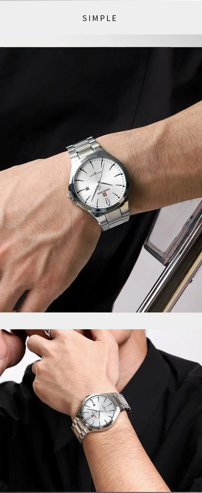 NAVIFORCE Trend Watch for Men Casual Date Display Waterproof Quartz Military Stainless Steel Strap Man Watches Relogio Masculino