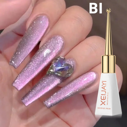 XEIJAYI Sparkling Glass Bead Cat Eye Gel Nail Polish Reflective Magnetic Gel Nude Color uv Permanent Seedling Varnish Nail Art