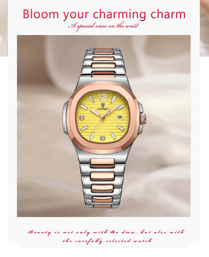 POEDAGAR Luxury Watch For Woman Square Ladies Quartz Watch Luminous Waterproof Date Women's Watches Dress Female Clock reloj+box