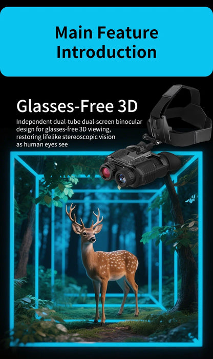 Night Vision Head Mounted Goggles 10X Digital Zoom 4K HD Infrared Binoculars 850nm 9 Levels Hands Free Helmet for Hunting