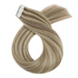 Moresoo Blonde Tape in Hair Extensions Human Hair Natural Straight Seamless Invisible Tape Remy Brazilian Hair for Beauty