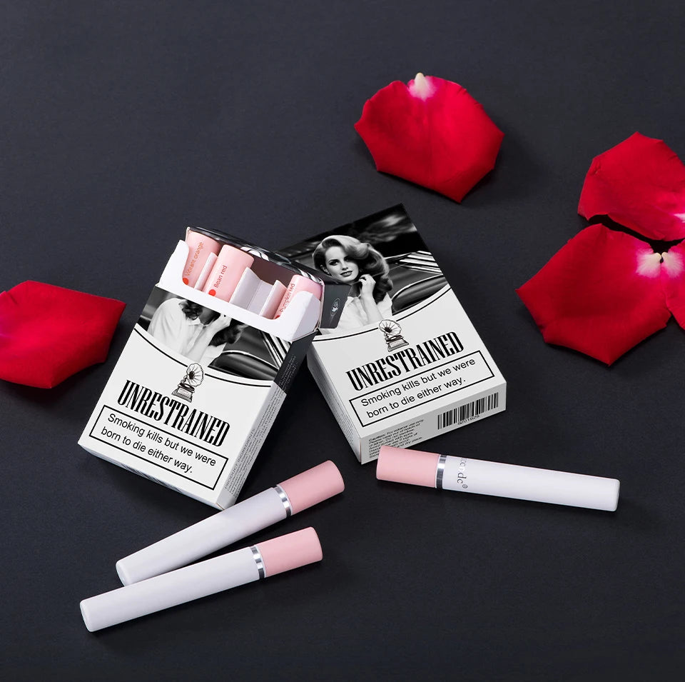 4PCS/Set Creative Cigarette Lipstick Set Matte Long Lasting Waterproof Matt Lip Stick Tube Nude Red Velvet Lip Tint Makeup