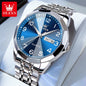 OLEVS 9970 Couple Watch For Men Women Luxury Number Dial Rhombus Mirror Quartz Hand Clock Stainless Steel Original Dress Watches