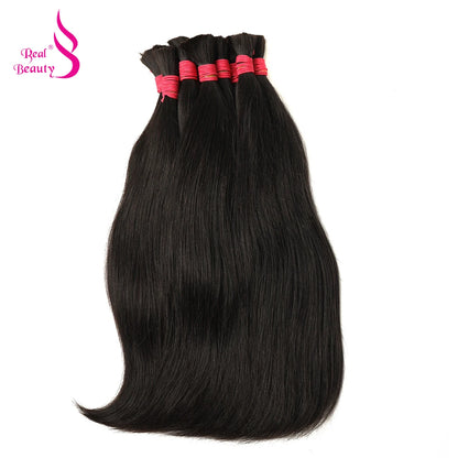 REAL BEAUTY Remy Human Hair Vietnam Natural Straight Bulk Hair for Braiding Black Brown No Weft Crochet Braids Bundles