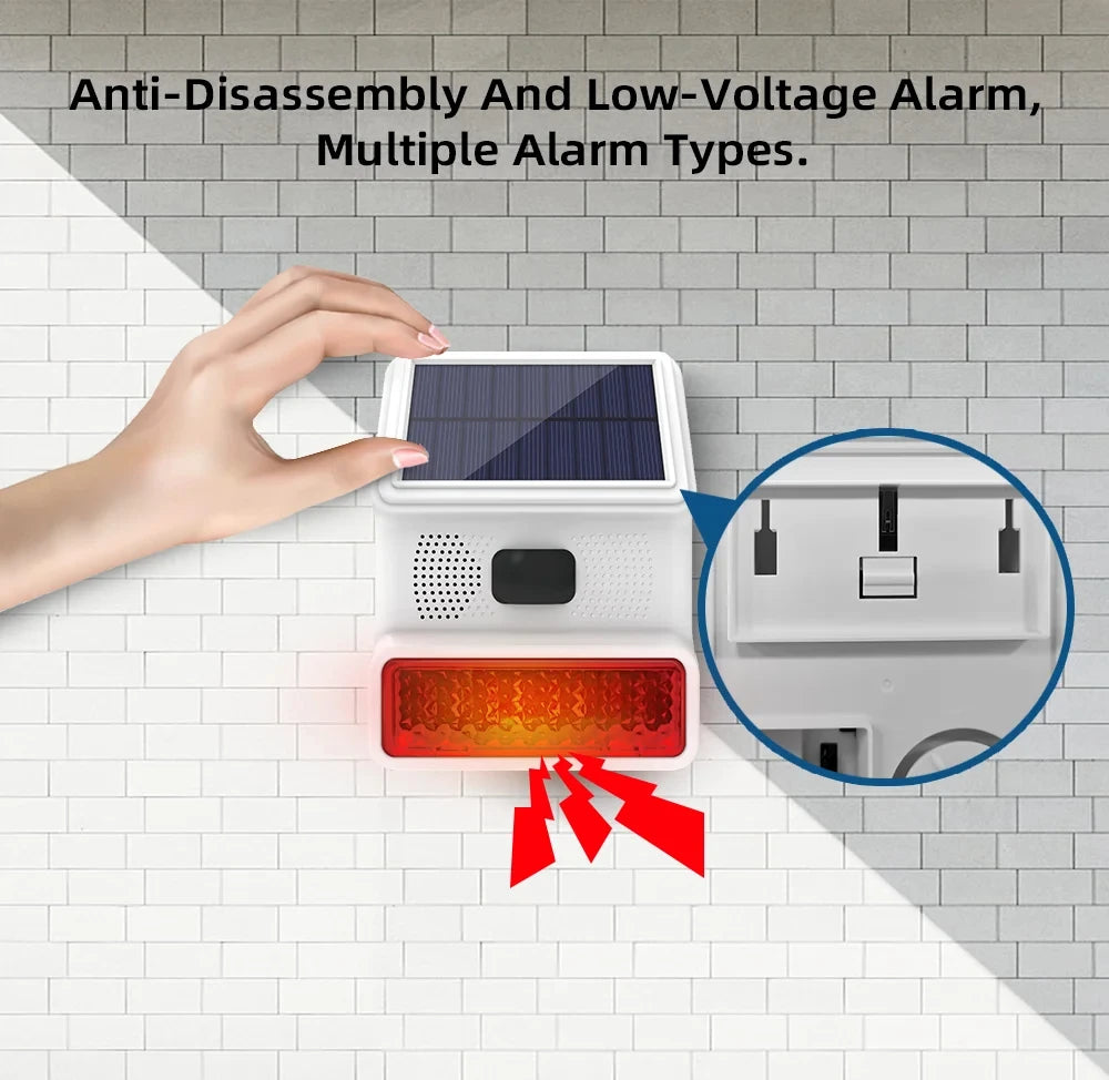 New 433MHz Wireless light Flash Strobe Outdoor Solar Waterproof Siren for Home Burglar PIR Motion Door Gap Security Alarm System