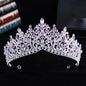 Trendy Baroque Sky Blue Rhinestone Crystal Queen Crown Wedding Tiara Women Beauty Pageant Diadem Bridal Hair Accessories Jewelry