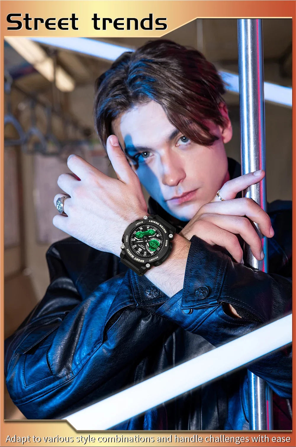 SANDA Outdoor Men's Electronic Wristwatch Large Dial Multifunctional Waterproof Luminous Alarm Military Sports Watch