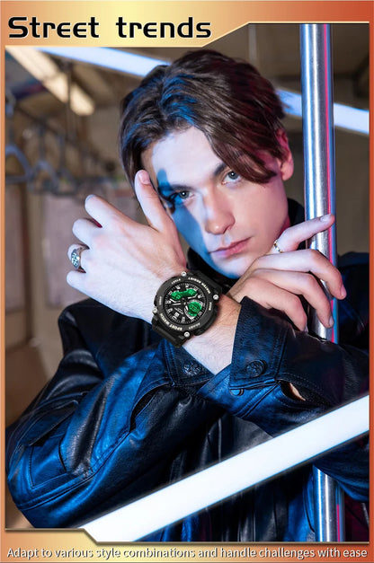 SANDA Outdoor Men's Electronic Wristwatch Large Dial Multifunctional Waterproof Luminous Alarm Military Sports Watch