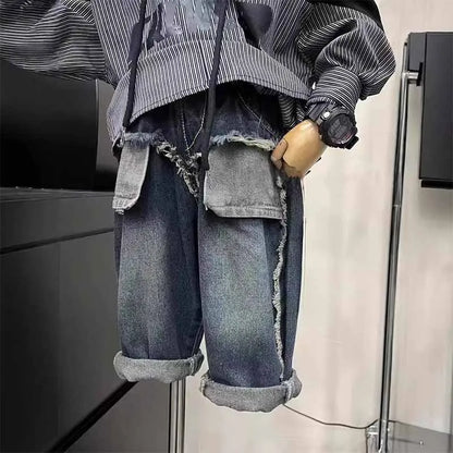 Boys Jeans Children Spring Denim Autumn New Fashion Straight Pants 2025 Kids Loose Casual Elastic Trousers 2-8 Years Old