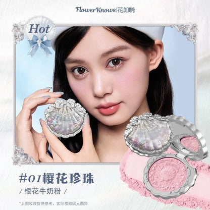 Flower Knows Strawberry Rococo Embossed Blush Fine Powder Makeup Smooth Long Lasting Blusher Waterproof Blush Maquiagem