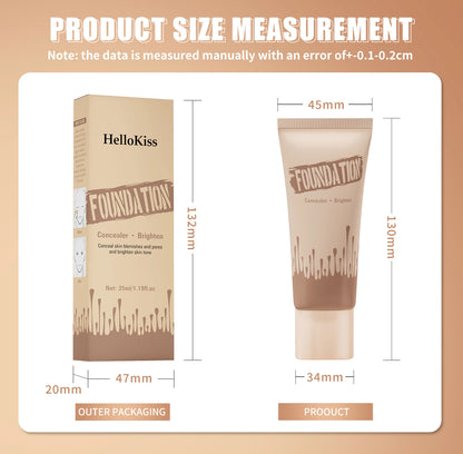 Full Coverage Foundation, Matte Finish Oil-control Liquid Foundation, Covering Blemishes And Dark Spot, Concealer Cream