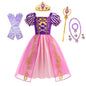 Girls Rapunzel Costume Children Cosplay Tangled Princess Dress Kids Halloween Carnival Birthday Pageant Party Clothes