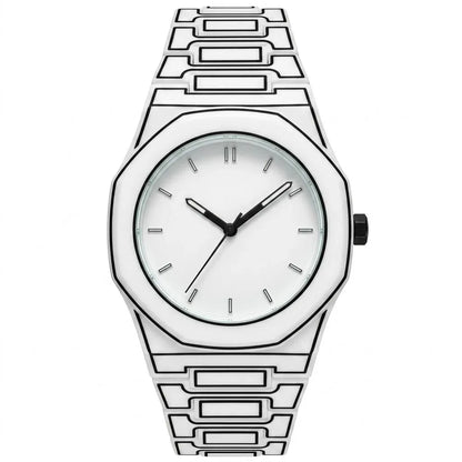 Rebirth Octagonal Comic-Style Watch, Two-Dimensional Line Art Quartz Watch, Simple Unisex Waterproof Watch for Both Men and Women