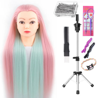 Long Hair Styling head For Hairstyle ProfessionaTraining Head Kit Mannequin Head Styling ToPractice Hot Curl lron Straighten
