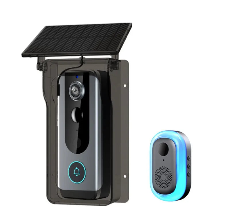IP65 Waterproof Outdoor Wireless Doorbell with Solar Rain Cover Camera Tuya Eye Digital Door Peepholes Smart Home Video Intercom