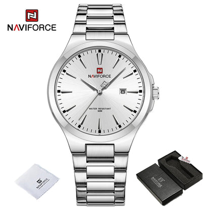 NAVIFORCE Trend Watch for Men Casual Date Display Waterproof Quartz Military Stainless Steel Strap Man Watches Relogio Masculino