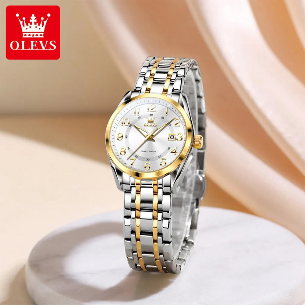 OLEVS 3666 Couple Watch Luxury Brand Quartz Watch Waterproof Watch Lover Gift Night Light Classic Date Week Clock His Her Watch