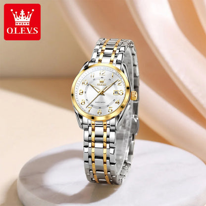 OLEVS 3666 Couple Watch Luxury Brand Quartz Watch Waterproof Watch Lover Gift Night Light Classic Date Week Clock His Her Watch