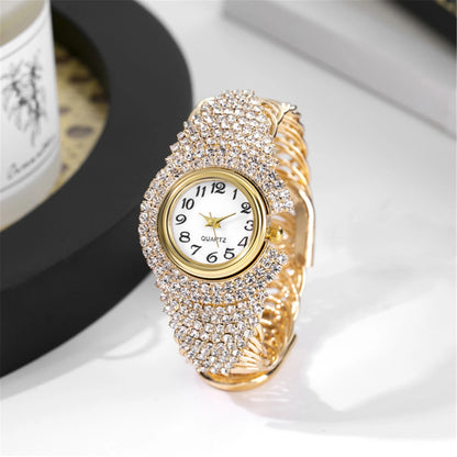Elegant Full Rhinestone Women Watches Fashion Bracelet Bangle Round Dial Ladies Quartz Wristwatch Relogio Feminino