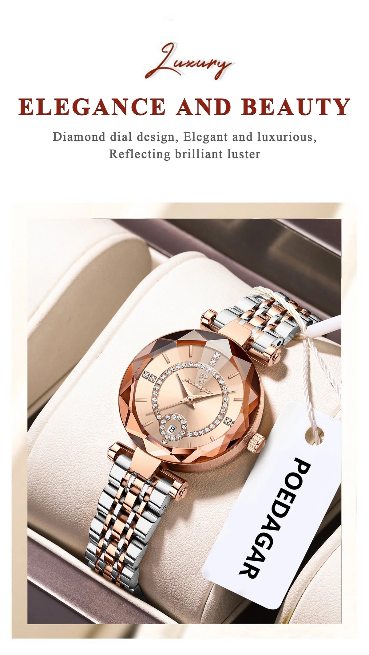 POEDAGAR Luxury Brand Women's Watches Waterproof Stainless Steel Date Ladies Wristwatch Fashion Elegant Quartz Woman Watch Reloj