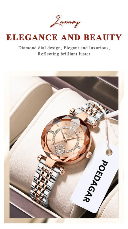 POEDAGAR Luxury Brand Women's Watches Waterproof Stainless Steel Date Ladies Wristwatch Fashion Elegant Quartz Woman Watch Reloj