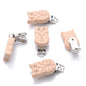 1Pcs Printing Animal Dummy Clip Beech Wood Nipple Clip For Teether Chewing Toys Accessory DIY Anti-Drop Baby Pacifier Chain