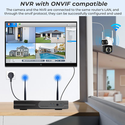 Hiseeu 4K 8MP Wifi Surveillance Camera Dual Lens 4X Digital Zoom AI Human Detect ONVIF Wireless Outdoor Security PTZ IP Cameras