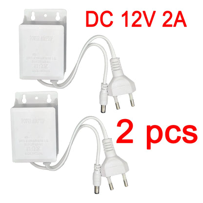 2pcs Power Adapter EU Outdoor Waterproof AC 100-240V Input DC 12V Volt Output Supply Charger Europe Universal Adapter Converter