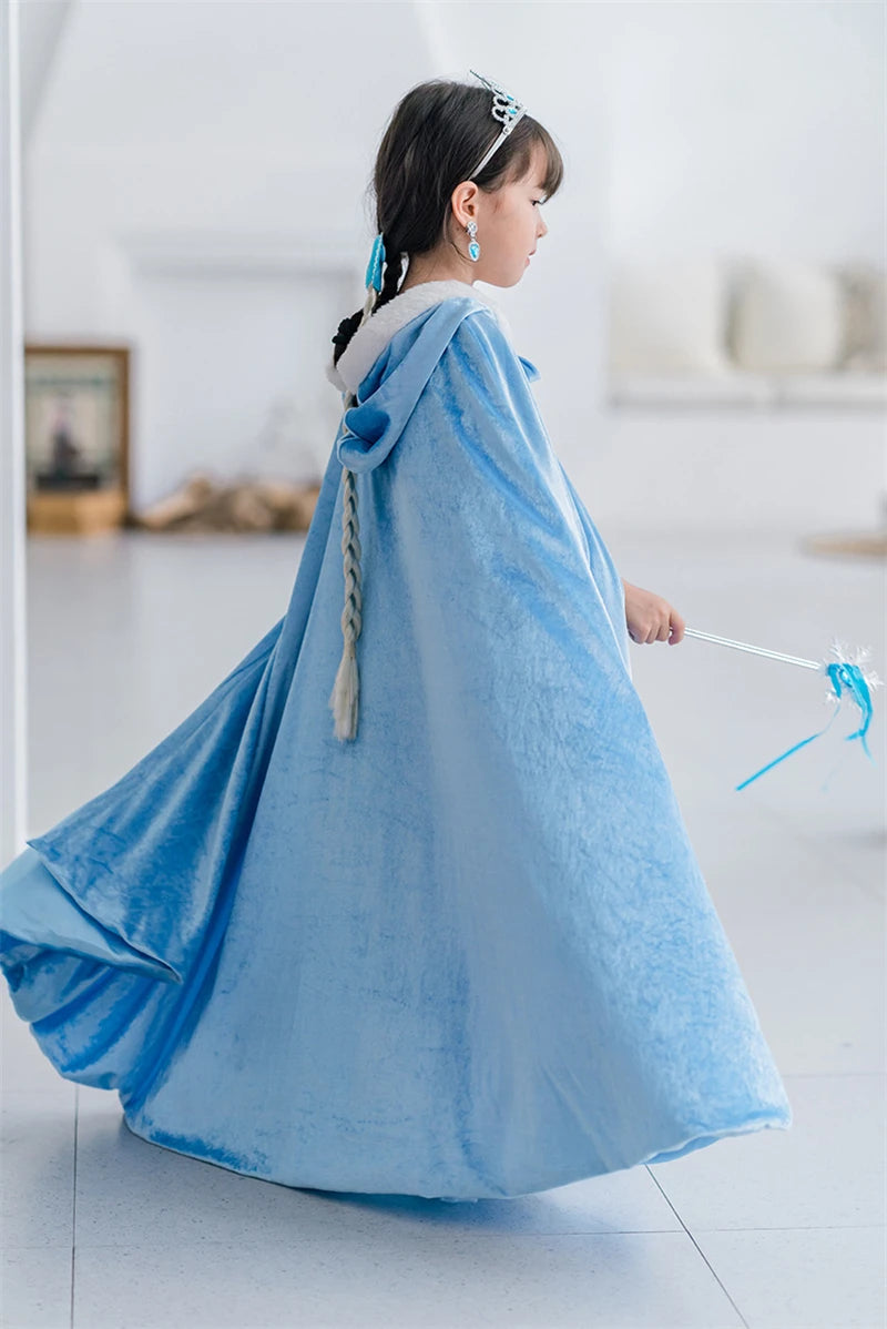 Elsa Cosplay Costume Kids Layers Deluxe Ball Gown Princess Dresses Aurora Christmas Wedding Evening Dress Girls Princess Dresses