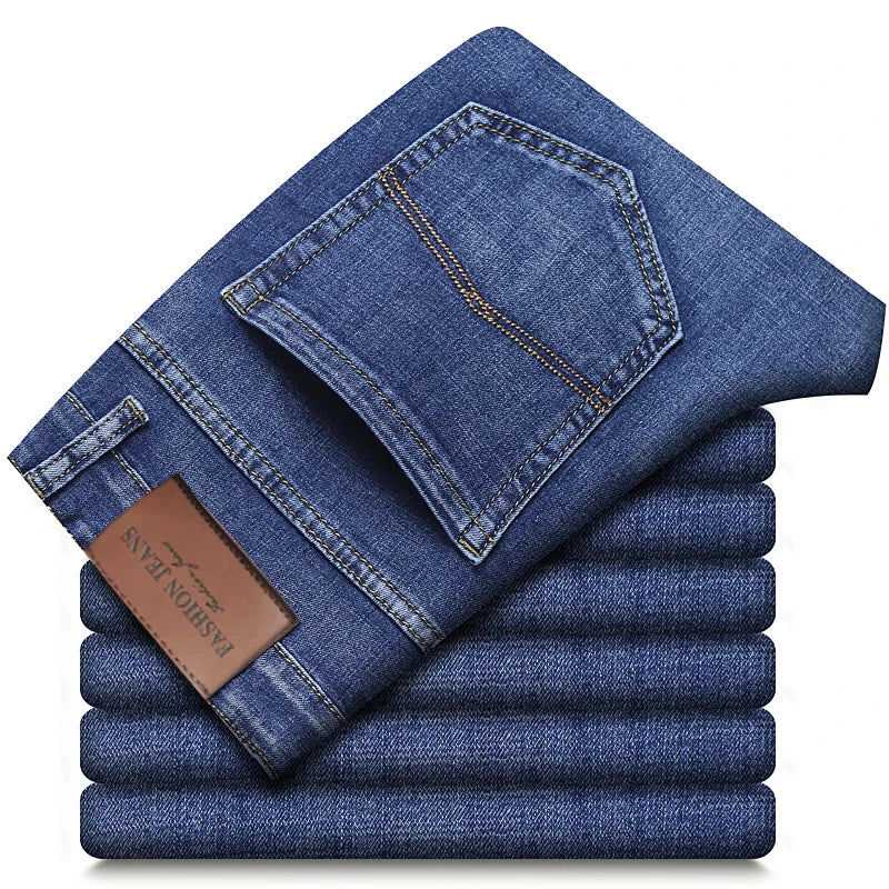 Wthinlee 8 Models Spring Autumn Business Jeans Men Casual Straight Stretch Fashion Classic Work Denim Trousers Brand Clothing