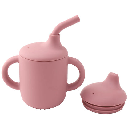Color Kids 1PCS Silicone Straw Cup With Two Lids BPA Free Leakproof Portable Snack Container Drinking Cup Feeding Essentials