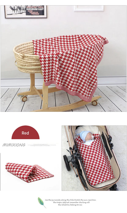 Baby Blankets Newborn Cotton Swaddle Wrap Plaid for Infant Kids Boys Girls Ultra-Soft Reversible Knitted Toddler Receiving Mats