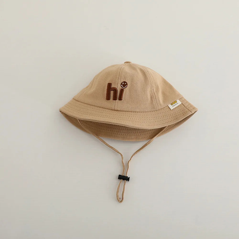 New Embroidered Letter Baby Bucket Hats Spring Sunhat Fishing Hat Sunshade Visor Boy Girl Outdoor Fashion Beach Cap For 6-24M