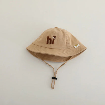 New Embroidered Letter Baby Bucket Hats Spring Sunhat Fishing Hat Sunshade Visor Boy Girl Outdoor Fashion Beach Cap For 6-24M