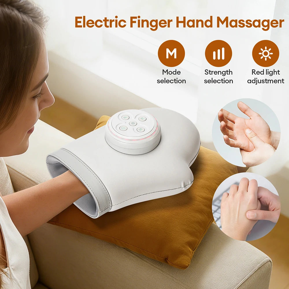 Electric Hand Massager Air Pressure Kneading Wrist Massager Airbag Finger Massage Glove Hot Compress Acupoint Finger masajeador