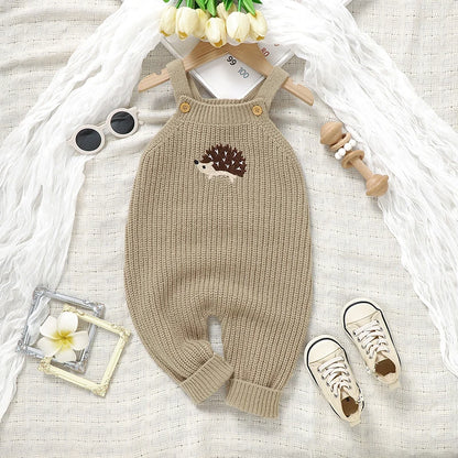 Baby Girls Boys Rompers Cute Hedgehog Knitted Newborn Sleeveless Sunsuits Jumpsuits 0-18m Infant Unisex Overalls Toddler Costume