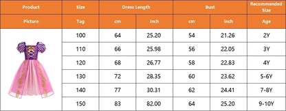 Girls Rapunzel Costume Children Cosplay Tangled Princess Dress Kids Halloween Carnival Birthday Pageant Party Clothes